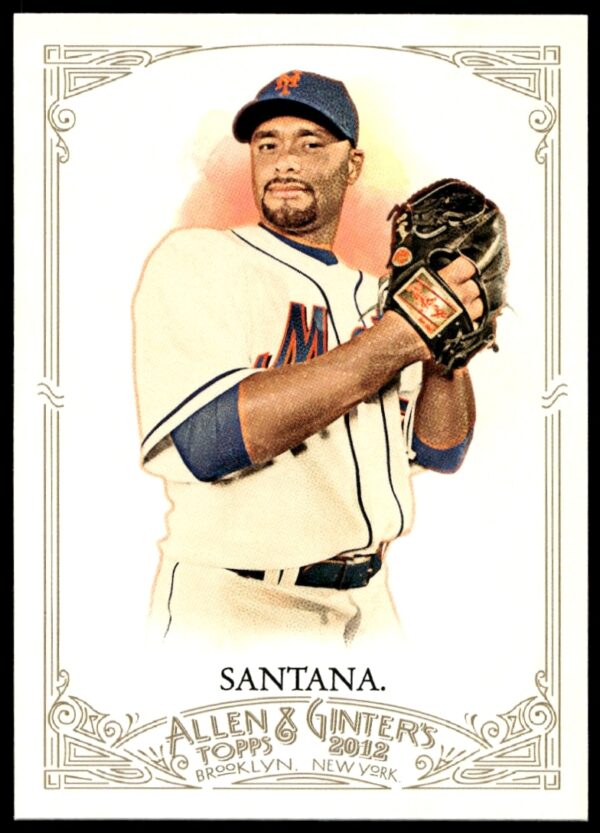 Johan Santana 2012 Topps Mets Card #114 - Legendary Pitcher Portrait, Collectible MLB Card.