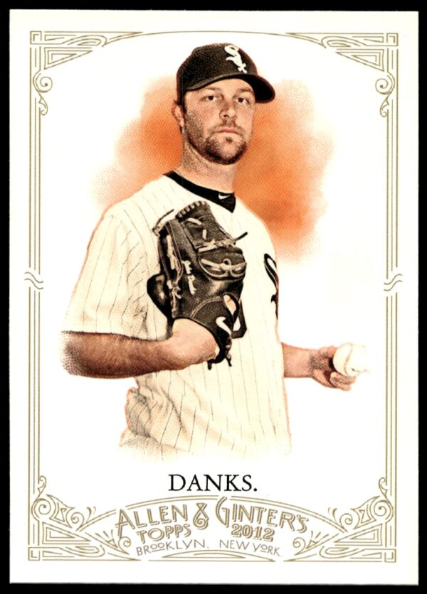 2012 Allen & Ginter John Danks baseball card front, highlighting his pitchers profile.