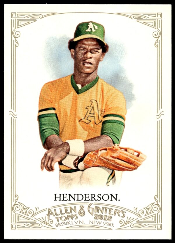 Rickey Henderson 2012 Topps Card #254: Iconic Baseball Legend in Classic Batting Stance.