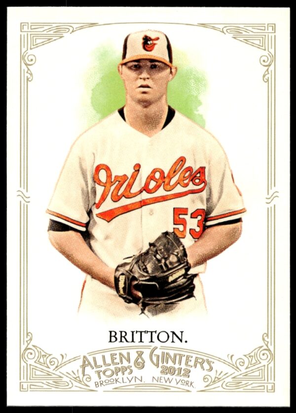 Zach Britton 2012 Orioles pitcher baseball card #63, Topps Allen & Ginter series.