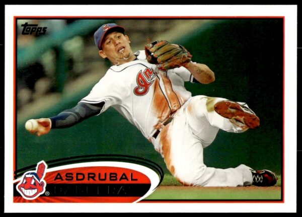 Asdrubal Cabrera 2012 Topps Baseball Card #130, action pose, team uniform, front view.