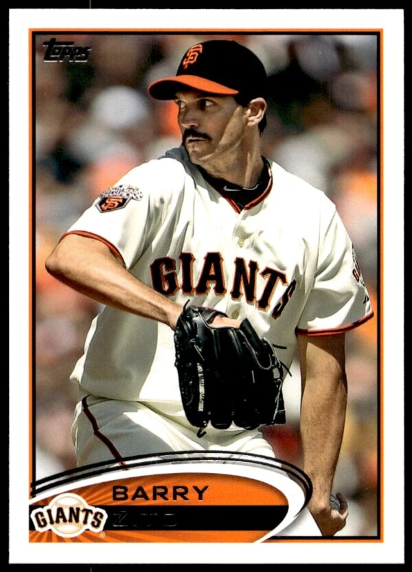 Barry Zito pitching, 2012 Topps card #420, San Francisco Giants.