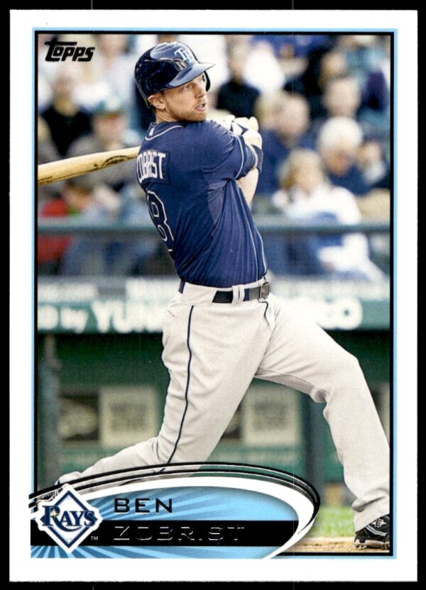 Ben Zobrist 2012 Topps #195 Tampa Bay Rays Baseball Card (Fielding Pose)