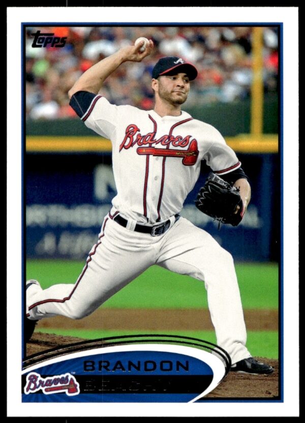 Brandon Beachy 2012 Topps Baseball Card #364, Atlanta Braves Pitcher In Action.