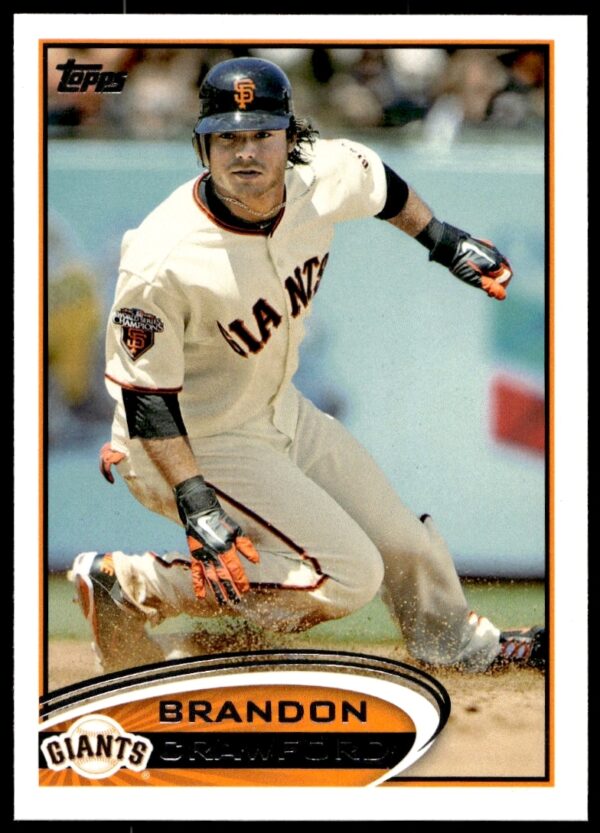 Brandon Crawford 2012 Topps #649, San Francisco Giants action card.