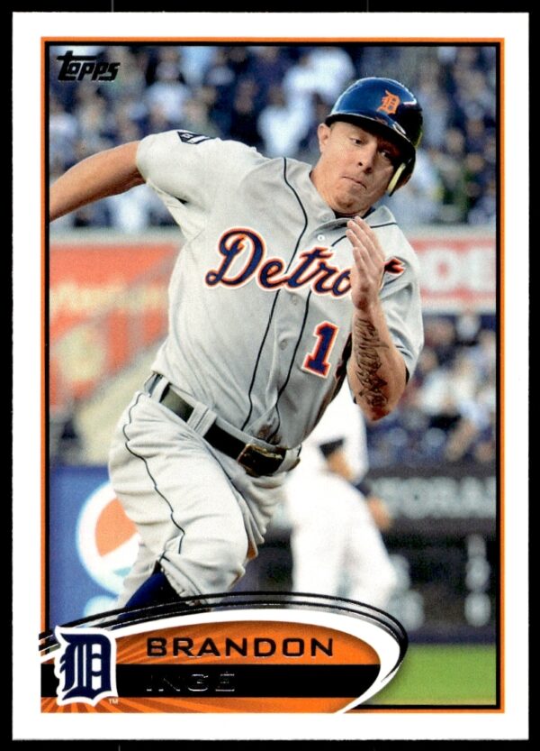 Brandon Inge 2012 Topps Baseball Card #377, Detroit Tigers action shot.