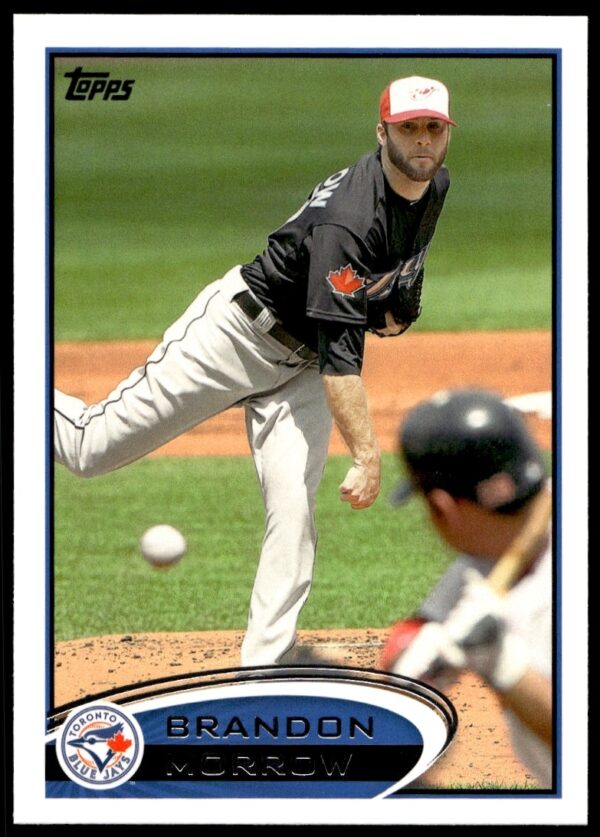 Brandon Morrow 2012 Topps card #304, Toronto Blue Jays pitcher in action.