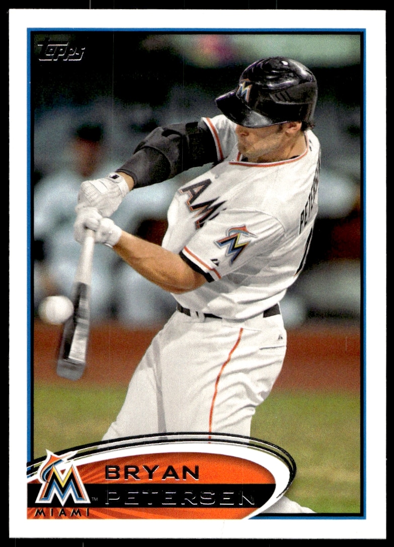 Bryan Petersen 2012 Topps #528 Miami Marlins baseball card front view.