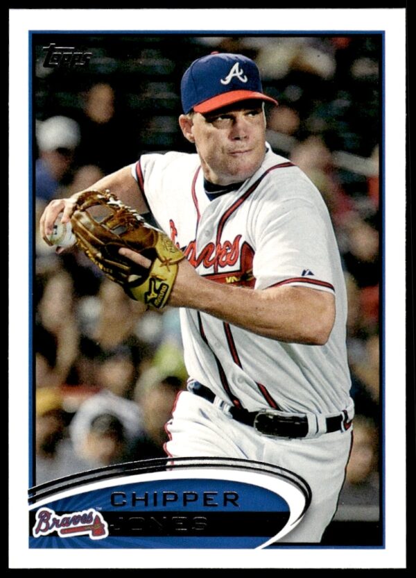 Chipper Jones 2012 Topps Baseball Card #305, Atlanta Braves, dynamic batting pose.