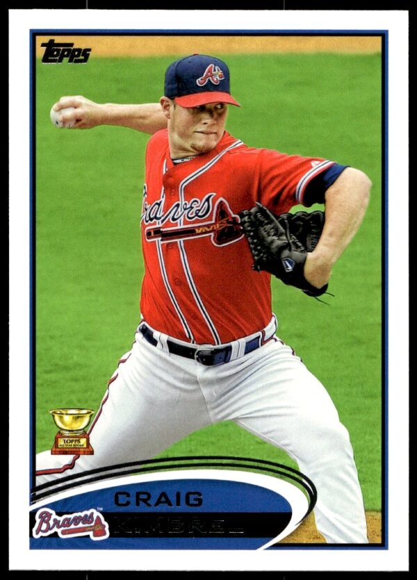 2012 Topps Baseball Card #87 Craig Kimbrel, Atlanta Braves Pitcher, MLB Action Shot.