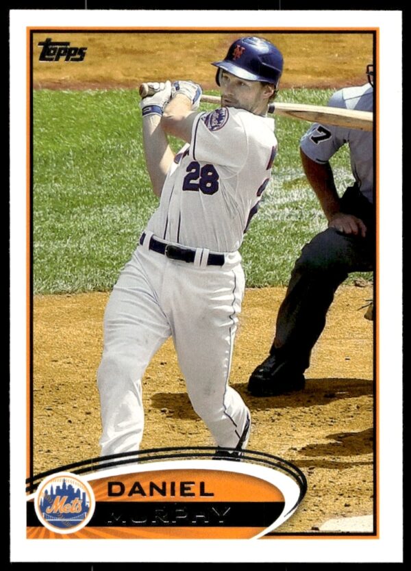Daniel Murphy 2012 Topps Baseball Card #380, showcasing MLB defensive action.