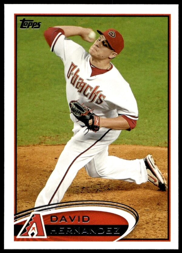 David Hernandez 2012 Topps #101 Baseball Card, Arizona Diamondbacks Pitching Action.