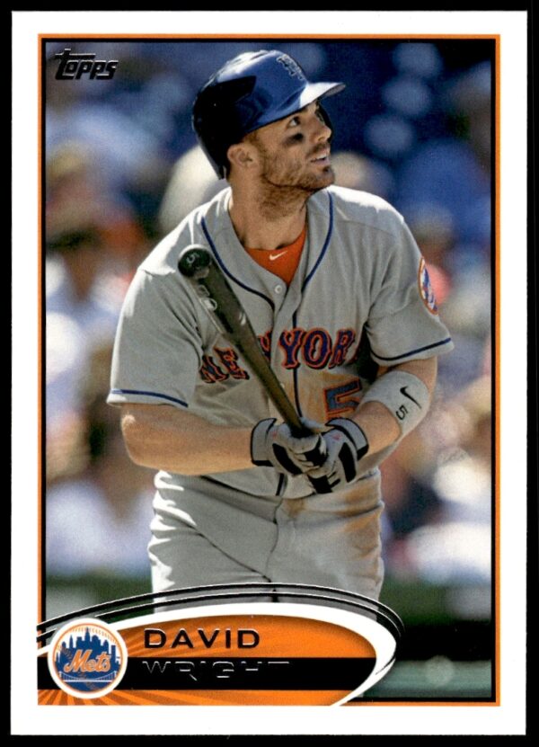 David Wright 2012 Topps baseball card #240, New York Mets third baseman in action.