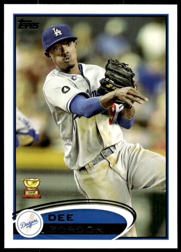 2012 Topps card of Dee Gordon, Los Angeles Dodgers, in action shot #69.