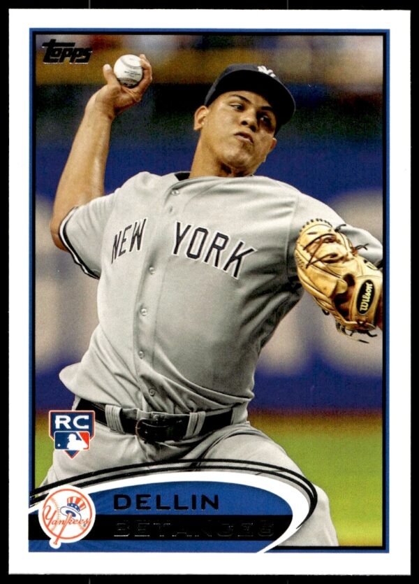 Dellin Betances 2012 Topps card #252, Yankees pitcher in action.