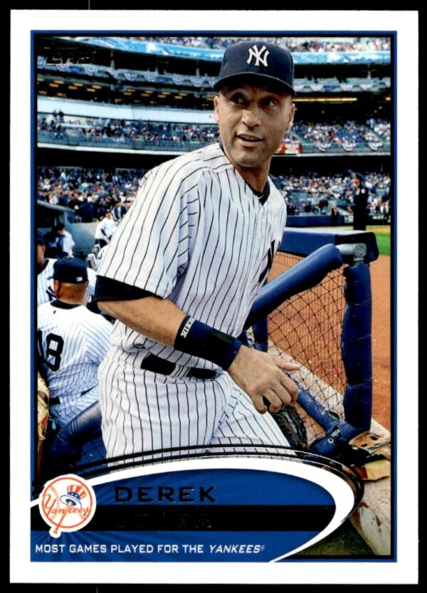 Derek Jeter 2012 Topps Card #641, dynamic field action image, collectors checklist.