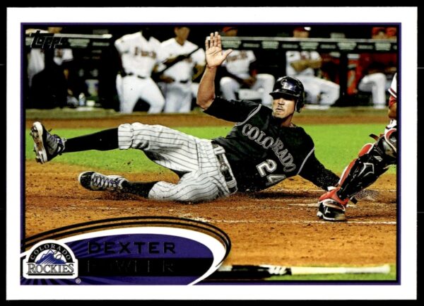 Dexter Fowler 2012 Topps card #231, Colorado Rockies, action pose, collectible baseball card.