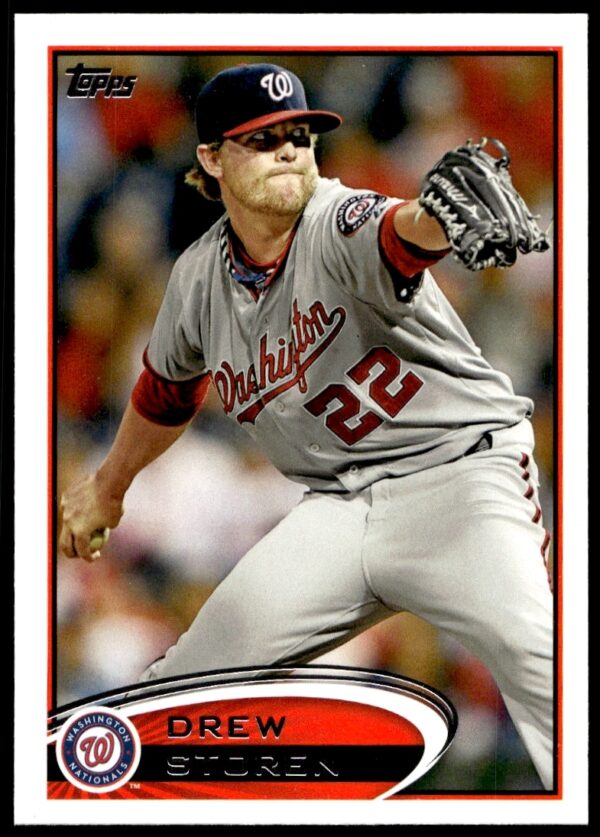Drew Storen 2012 Topps Baseball Card #285, Washington Nationals Pitcher, In-Game Action.