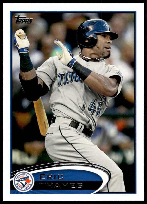 2012 Topps Eric Thames #293 baseball card, Toronto Blue Jays outfielder action pose.