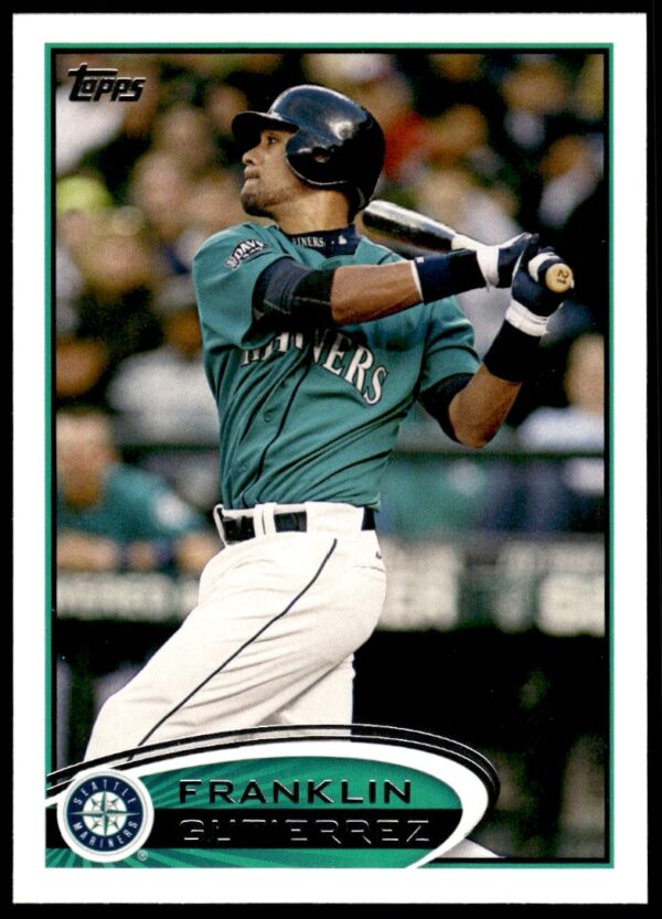 Franklin Gutierrez 2012 Topps Baseball Card #286 in Mariners uniform, intense field moment.