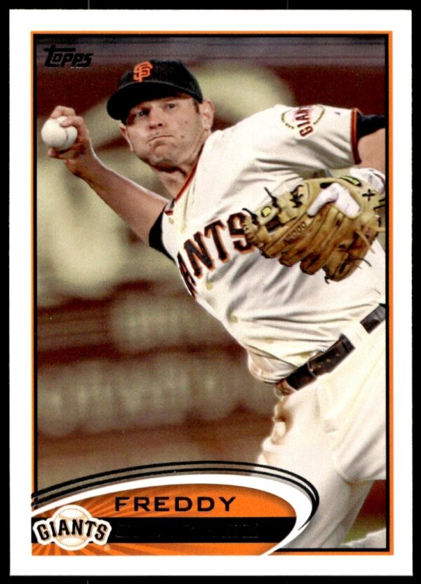 Freddy Sanchez 2012 Topps card #561, action in Giants uniform, baseball collectible.