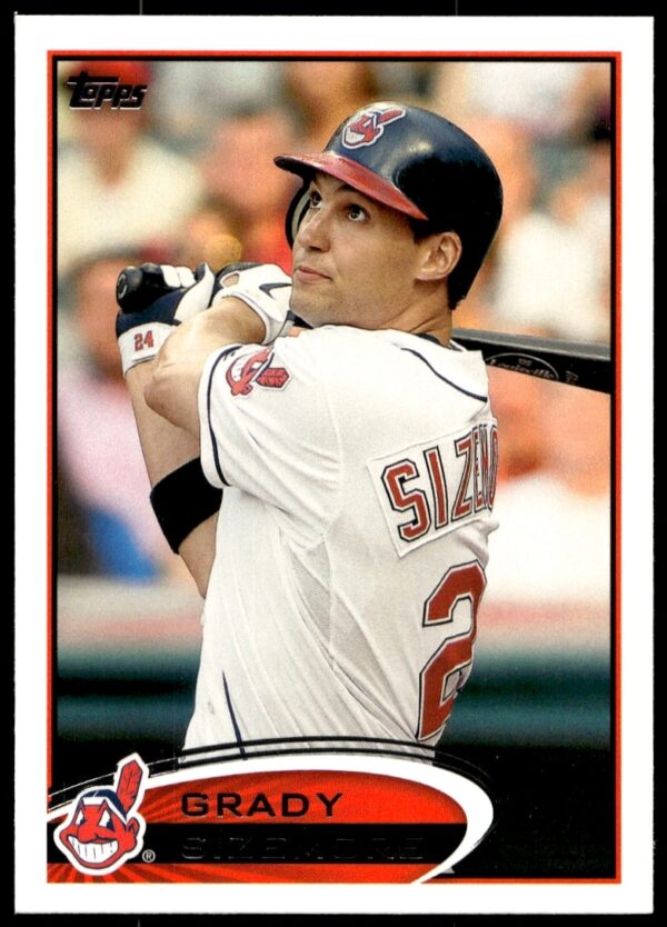 2012 Topps Grady Sizemore #96 Baseball Card Front - Action Shot