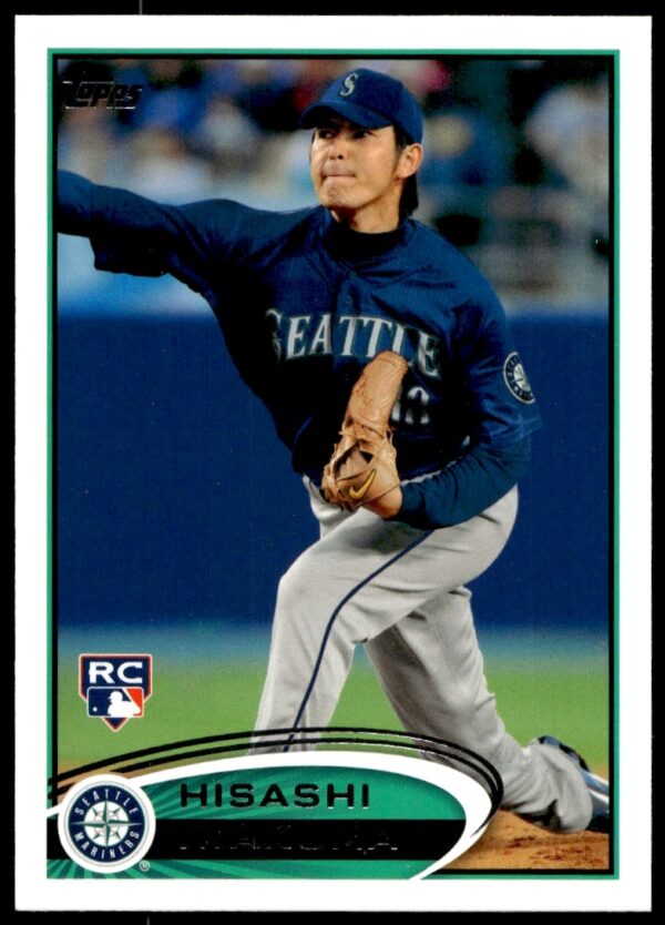 2012 Topps Hisashi Iwakuma card #484 showing Mariners pitcher in action.