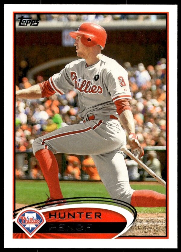 Hunter Pence in action on 2012 Topps baseball card #120 front.
