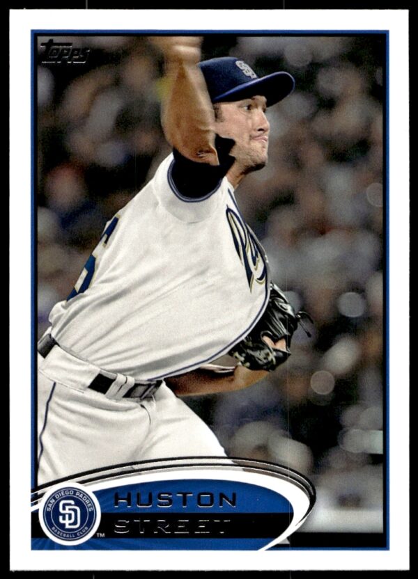 Huston Street 2012 Topps Card #369 Front, Pitching in Team Uniform
