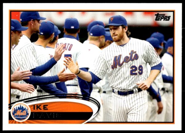 2012 Topps Ike Davis baseball card, Mets, player fielding pose, #24.