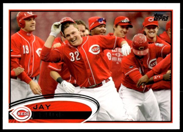 Jay Bruce 2012 Topps baseball card #220, Cincinnati Reds, action pose.