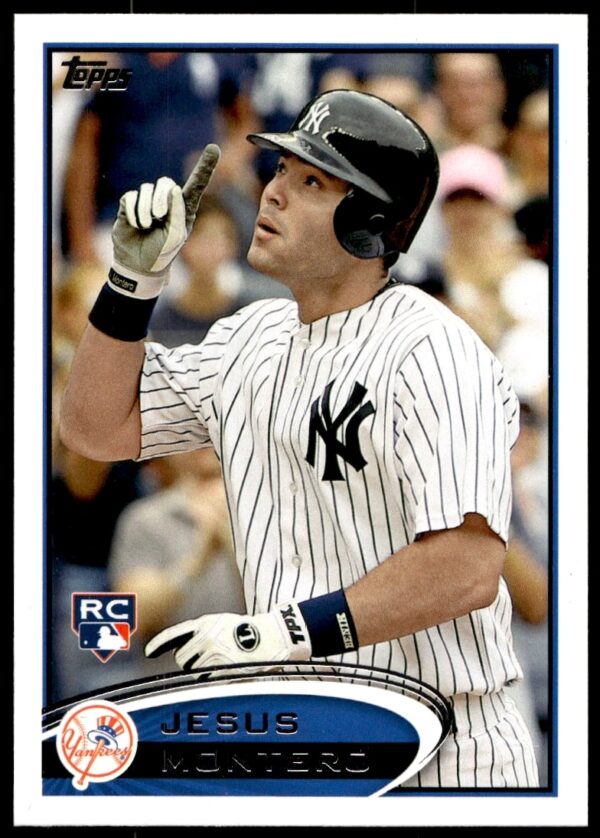 2012 Topps Jesus Montero #9, showcasing Yankees player in action.