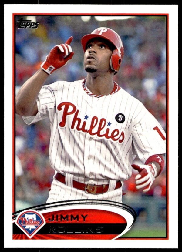 Jimmy Rollins 2012 Topps #617 Card, Philadelphia Phillies, Action Shot.