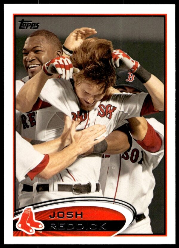 2012 Topps Josh Reddick Baseball Card #158 featuring MLB outfielder in action.
