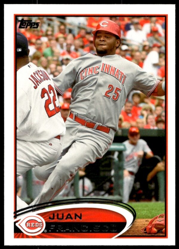 2012 Topps Juan Francisco baseball card, #467, front view, vibrant action shot.