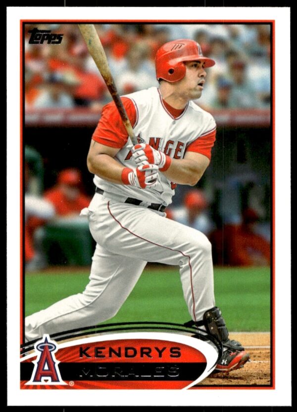 Kendrys Morales 2012 Topps Card #536 in Angels Uniform, Ready to Bat.