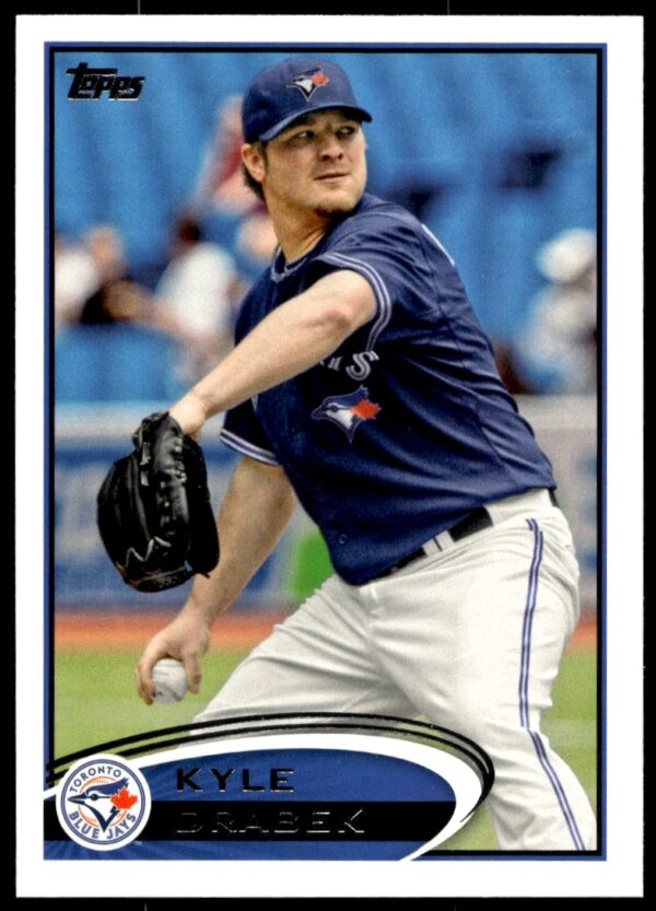 Kyle Drabek 2012 Topps Baseball Card #552, Toronto Blue Jays pitcher in action.