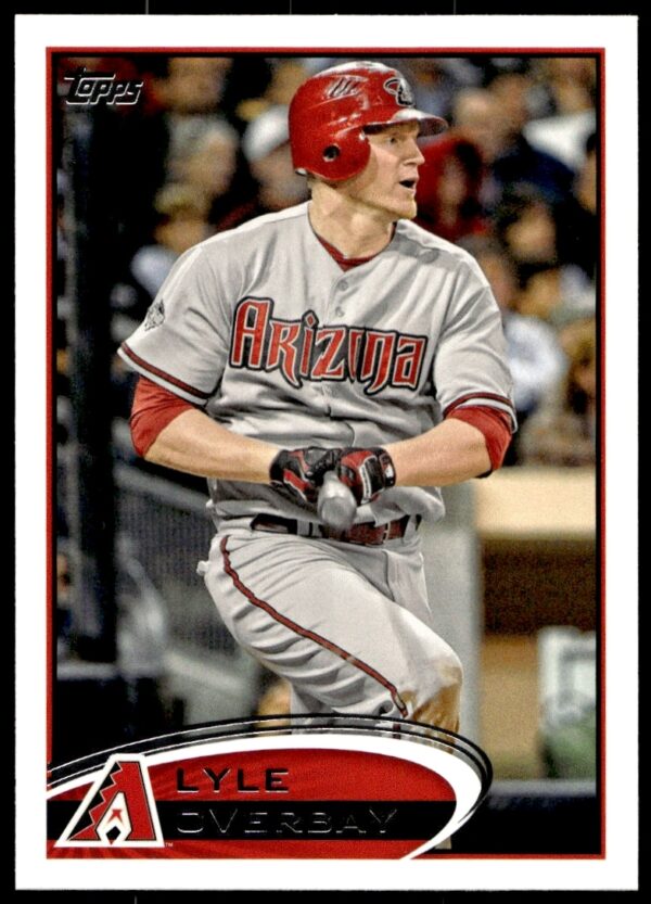 2012 Topps Baseball Card featuring Lyle Overbay in uniform with bat, card #370.