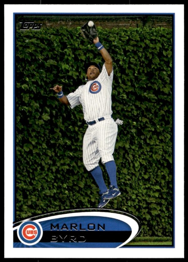 Marlon Byrd 2012 Topps #144 baseball card, dynamic action pose, uniform, collectible.