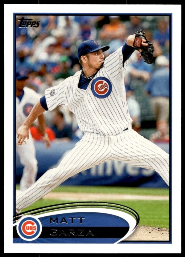 Matt Garza pitching, 2012 Topps card #114, vibrant and detailed baseball collectible.