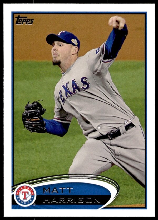 Matt Harrison 2012 Topps Baseball Card #481 Front Texas Rangers Pitching Stance