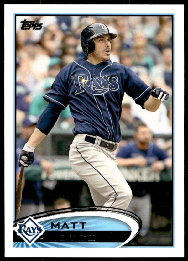Matt Joyce 2012 Topps #196, Tampa Bay Rays action shot card.