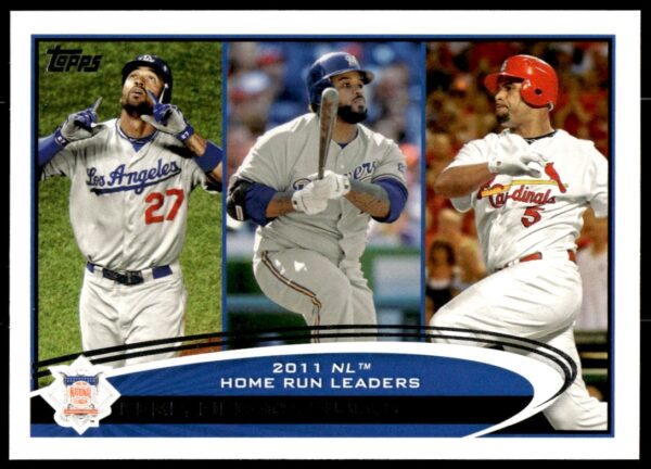 Front of 2012 Topps MLB All-Stars card with Kemp, Fielder, Pujols.