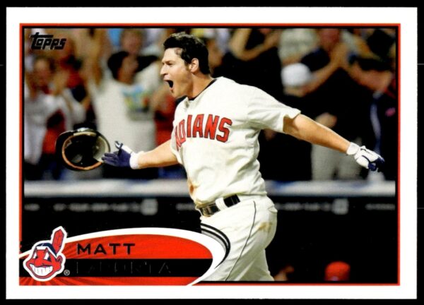 Matt LaPorta 2012 Topps Baseball Card #314, showing game action and team details.
