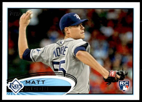 Matt Moore 2012 Topps Baseball Card #129, Tampa Bay Rays Pitcher in Action.