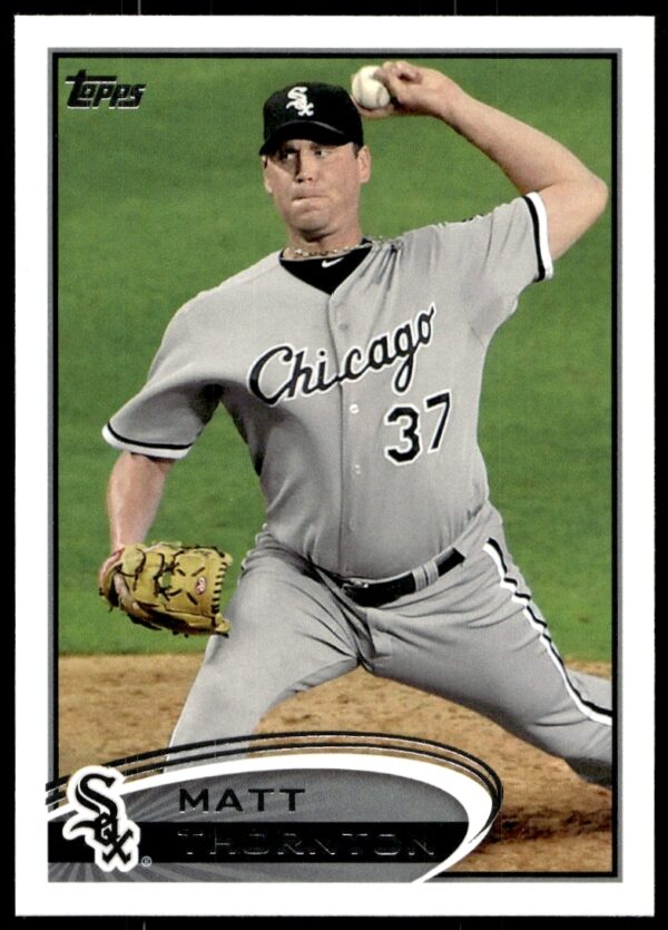 Matt Thornton 2012 Topps card in action, #546, dynamic pitcher pose.