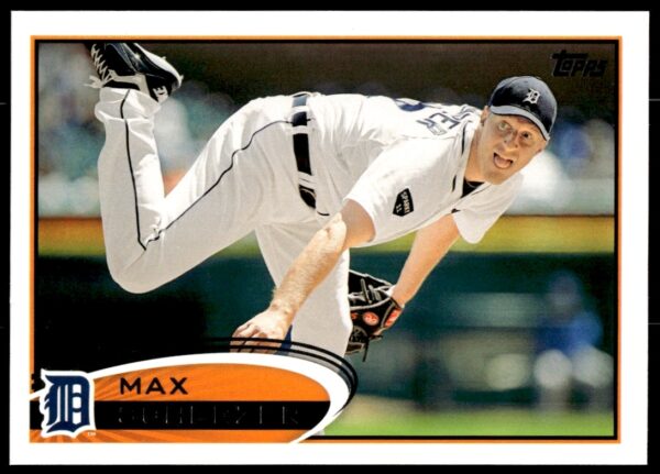 Max Scherzer pitching Detroit Tigers 2012 Topps card #162 vibrant colors.