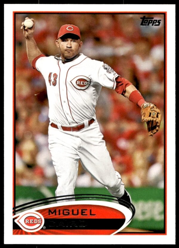 Miguel Cairo 2012 Topps Baseball Card #268, showcasing dynamic action pose in team uniform.