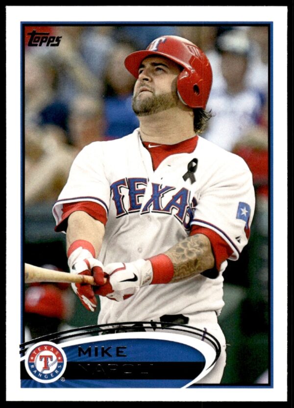 2012 Topps Mike Napoli Texas Rangers card #37, featuring action mid-play in uniform.