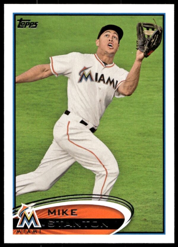 Mike Stanton 2012 Topps #567 Baseball Card in Miami Marlins Uniform, Batting Stance.
